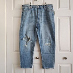 HM High-Waist Loose-Fit Distressed Jeans